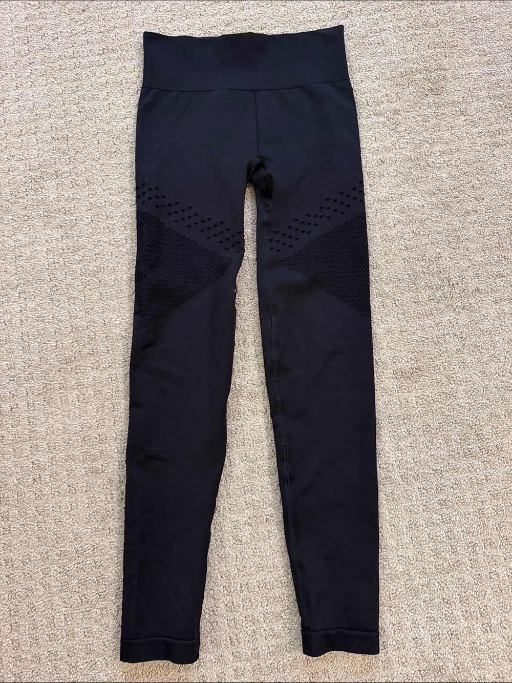 Varley Jill High Waisted Seamless Knit Vented Leggings Black Size- S Athleisure